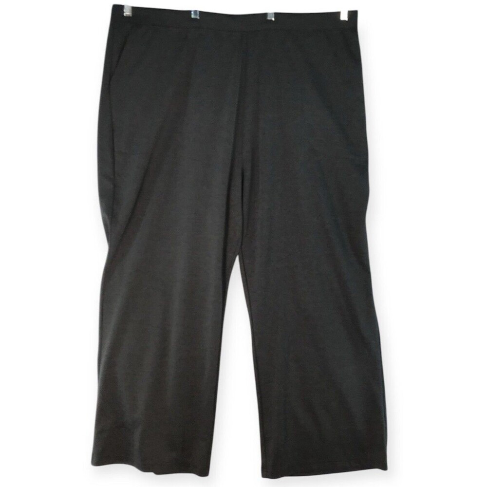 Woman Within Stretch Pants Women's 32W Pull-On Gray Wide Leg Stretch 48"x31"